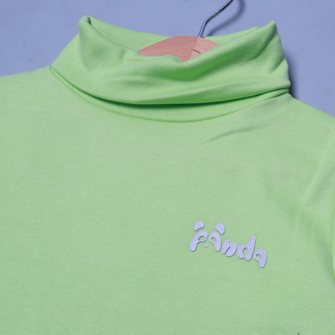 LIGHT GREEN PANDA PRINT HIGH NECK FULL SLEEVES FOR WINTERS