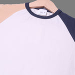 Load image into Gallery viewer, BLUE WITH CREAM SLEEVES HALF SLEEVES T-SHIRT
