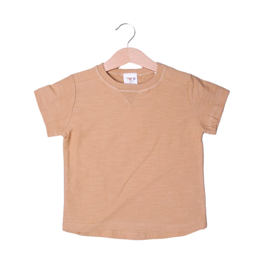 LIGHT BROWN PLAIN HALF SLEEVES T-SHIRT