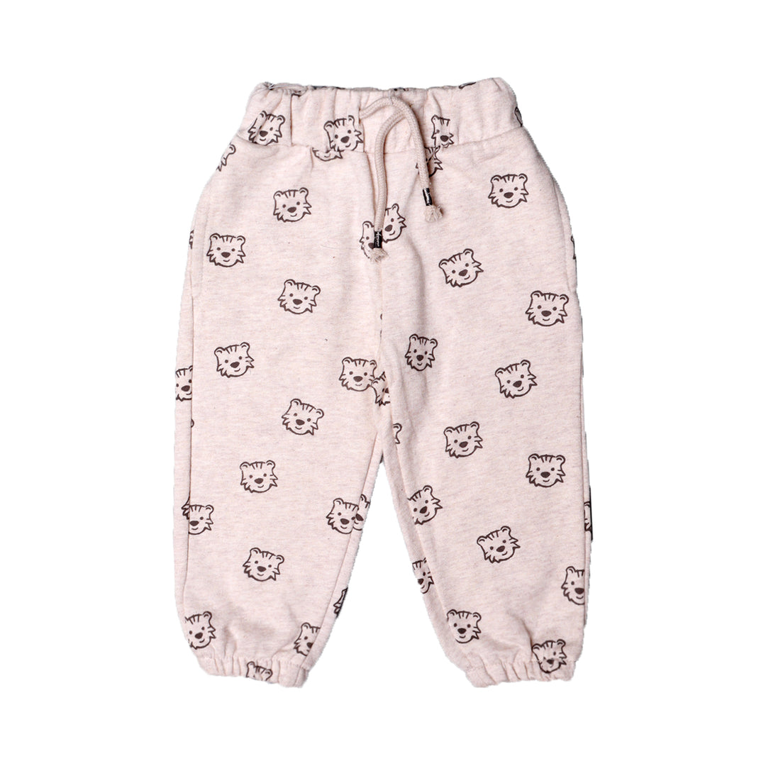CREAM TIGER PRINTED JOGGER PANTS TROUSER