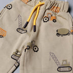 LIGHT GREEN VEHICLES PRINTED JOGGER PANTS TROUSER