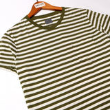 NEW WHITE WITH LIGHT GREEN STRIPES & POCKET HALF SLEEVES T-SHIRT FOR GIRLS
