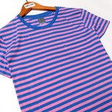 NEW PURPLE WITH BLUE STRIPES & POCKET HALF SLEEVES T-SHIRT FOR GIRLS