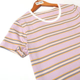 NEW PURPLE WITH MULTI STRIPES HALF SLEEVES T-SHIRT FOR GIRLS