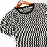 NEW WHITE WITH BLACK THIN STRIPES & POCKET HALF SLEEVES T-SHIRT FOR GIRLS