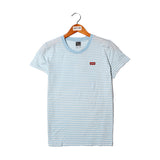 NEW WHITE WITH LIGHT BLUE STRIPES HALF SLEEVES T-SHIRT FOR GIRLS