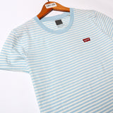 NEW WHITE WITH LIGHT BLUE STRIPES HALF SLEEVES T-SHIRT FOR GIRLS