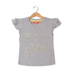 Load image into Gallery viewer, GREY BELIEVE IN YOUR SELFIE PRINTED T-SHIRT FOR GIRLS

