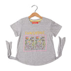 HAZEL GREY SUNSHINE FLOWERS PRINTED T-SHIRT FOR GIRLS