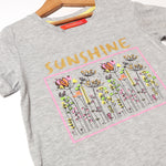 Load image into Gallery viewer, HAZEL GREY SUNSHINE FLOWERS PRINTED T-SHIRT FOR GIRLS
