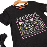 BLACK SUNSHINE FLOWERS PRINTED T-SHIRT FOR GIRLS