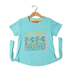 SKY BLUE SUNSHINE FLOWERS PRINTED T-SHIRT FOR GIRLS