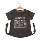 CHARCOAL GREY SUNSHINE FLOWERS PRINTED T-SHIRT FOR GIRLS