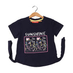 NAVY BLUE SUNSHINE FLOWERS PRINTED T-SHIRT FOR GIRLS
