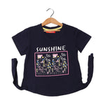Load image into Gallery viewer, NAVY BLUE SUNSHINE FLOWERS PRINTED T-SHIRT FOR GIRLS
