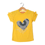 YELLOW NEVER STOP DAY DREAMING PRINTED T-SHIRT FOR GIRLS