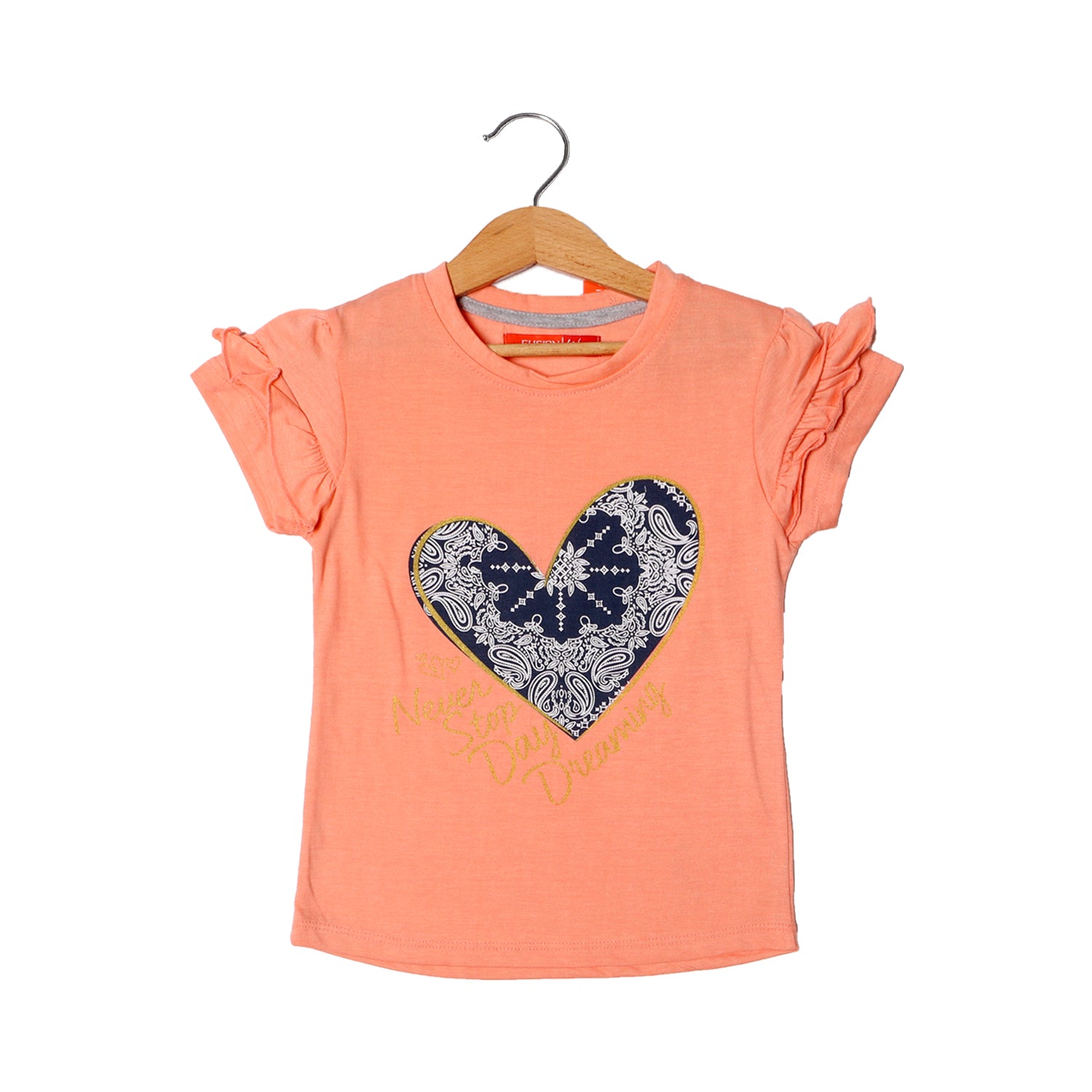 PEACH NEVER STOP DAY DREAMING PRINTED T-SHIRT FOR GIRLS Main image