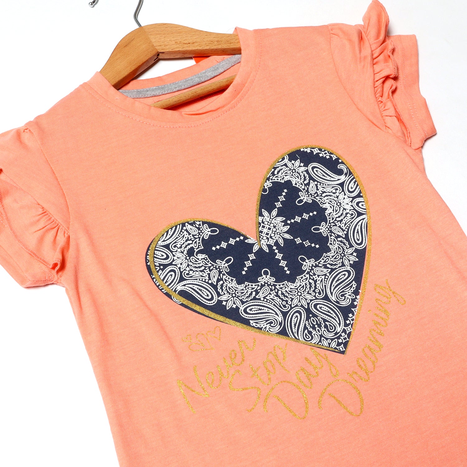 PEACH NEVER STOP DAY DREAMING PRINTED T-SHIRT FOR GIRLS Secondary image