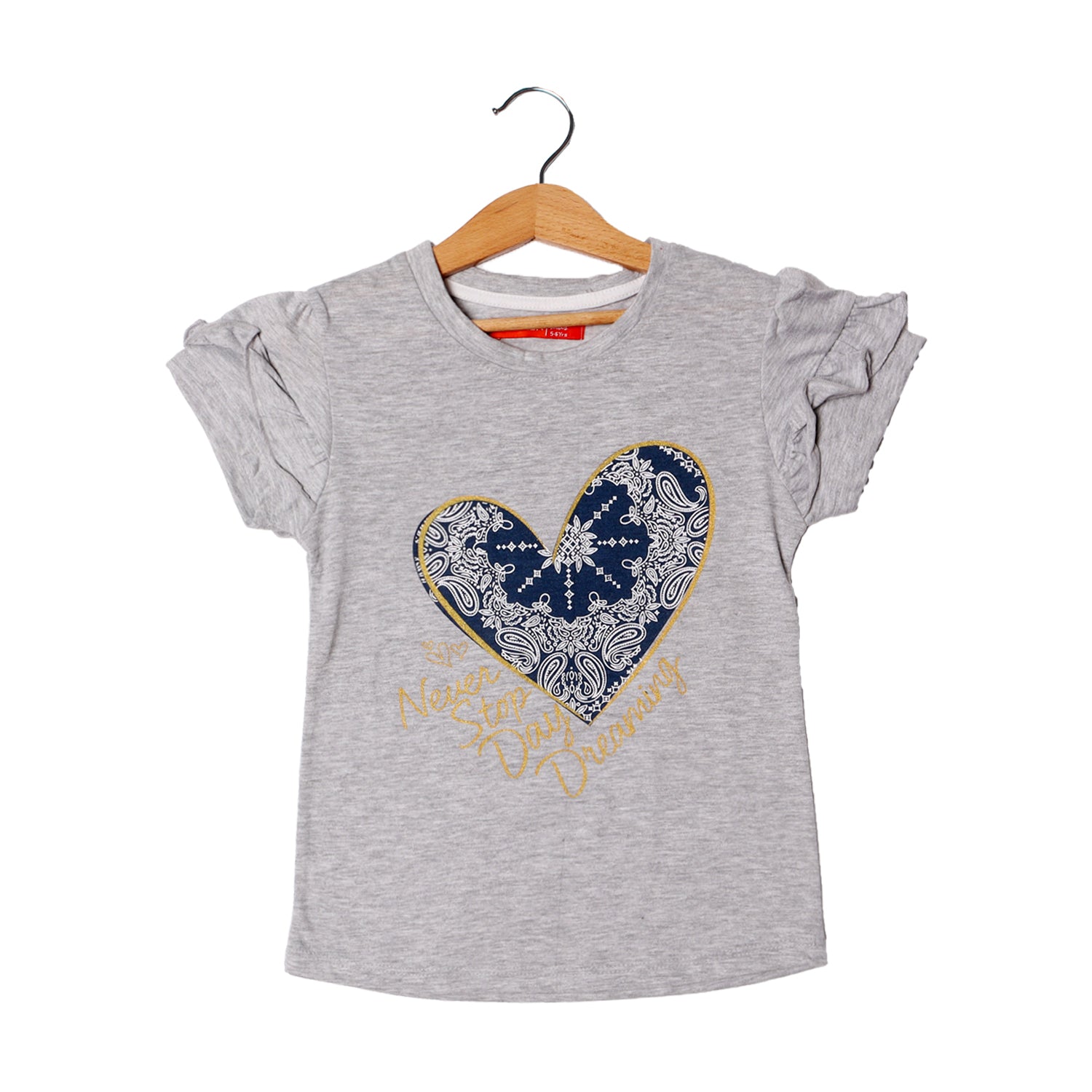 GREY NEVER STOP DAY DREAMING PRINTED T-SHIRT FOR GIRLS Secondary image