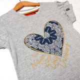 GREY NEVER STOP DAY DREAMING PRINTED T-SHIRT FOR GIRLS