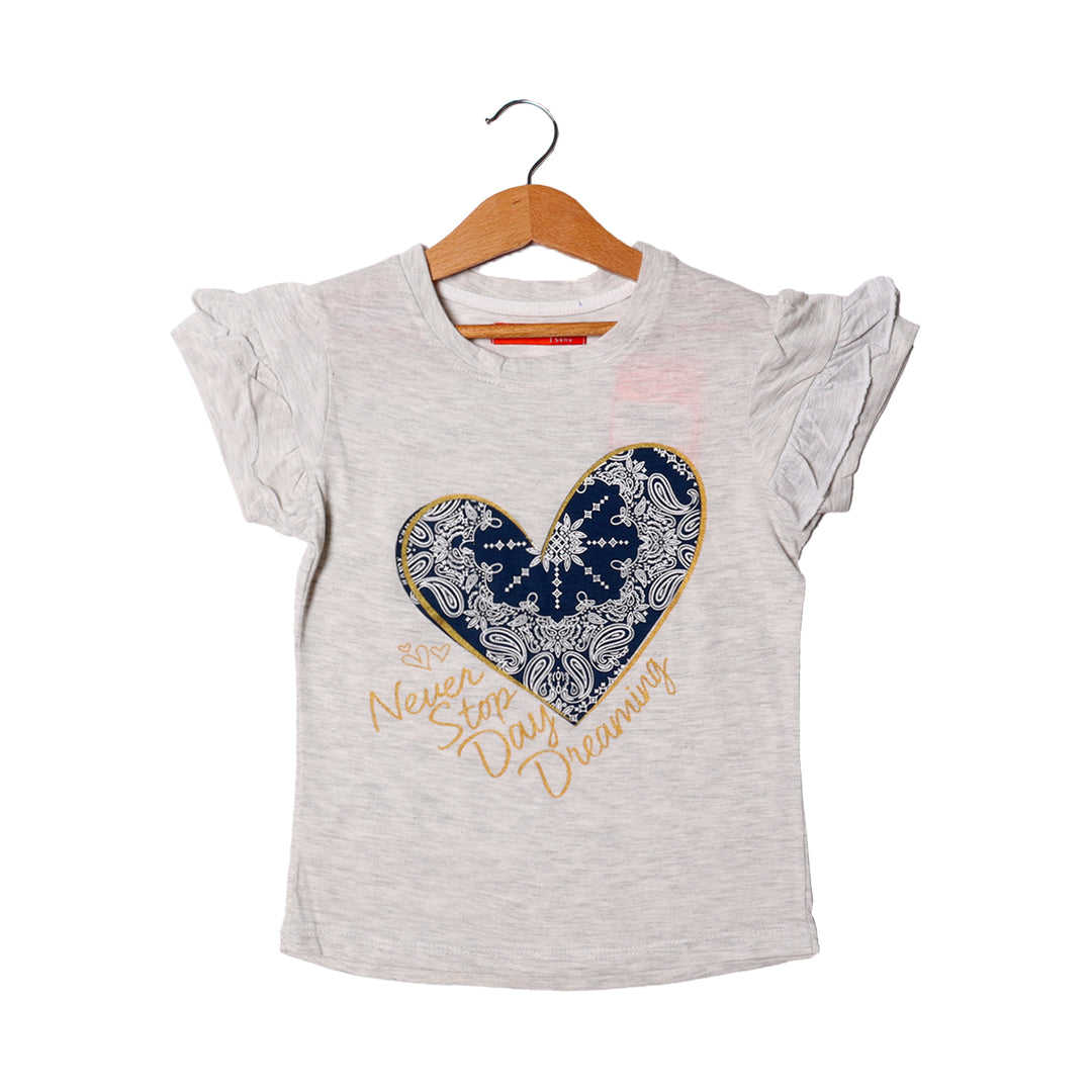 OFF WHITE NEVER STOP DAY DREAMING PRINTED T-SHIRT FOR GIRLS