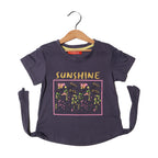 DULL BLUE SUNSHINE FLOWERS PRINTED T-SHIRT FOR GIRLS