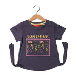 Load image into Gallery viewer, DULL BLUE SUNSHINE FLOWERS PRINTED T-SHIRT FOR GIRLS
