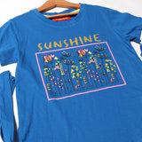 ROYAL BLUE SUNSHINE FLOWERS PRINTED T-SHIRT FOR GIRLS