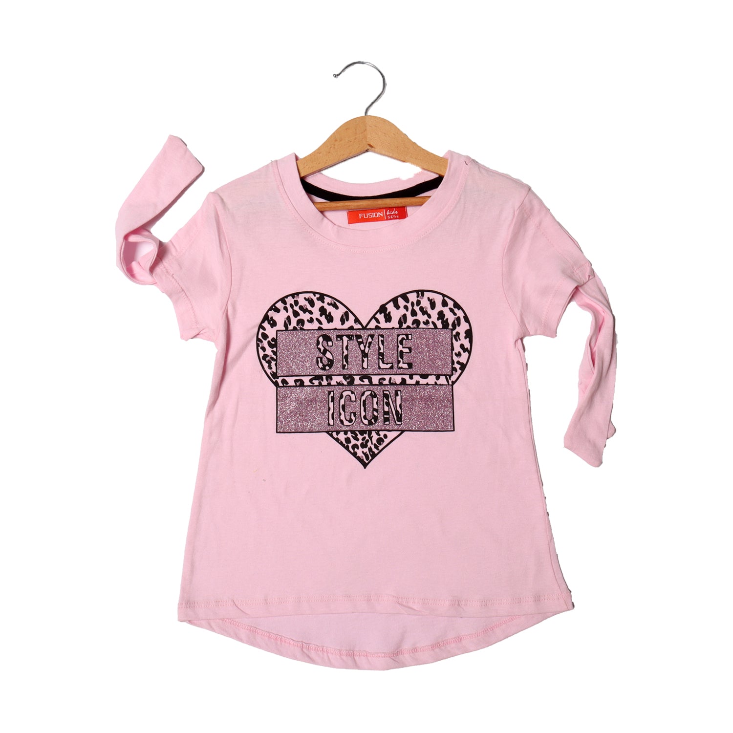 LIGHT PINK HEART STYLE ICON PRINTED T-SHIRT FOR GIRLS Secondary image