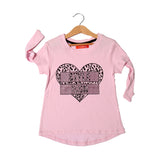 LIGHT PINK HEART STYLE ICON PRINTED T-SHIRT FOR GIRLS