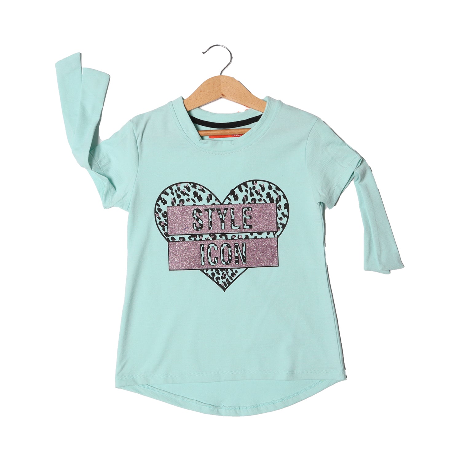 SKY BLUE HEART STYLE ICON PRINTED T-SHIRT FOR GIRLS Main image