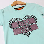 Load image into Gallery viewer, SKY BLUE HEART STYLE ICON PRINTED T-SHIRT FOR GIRLS
