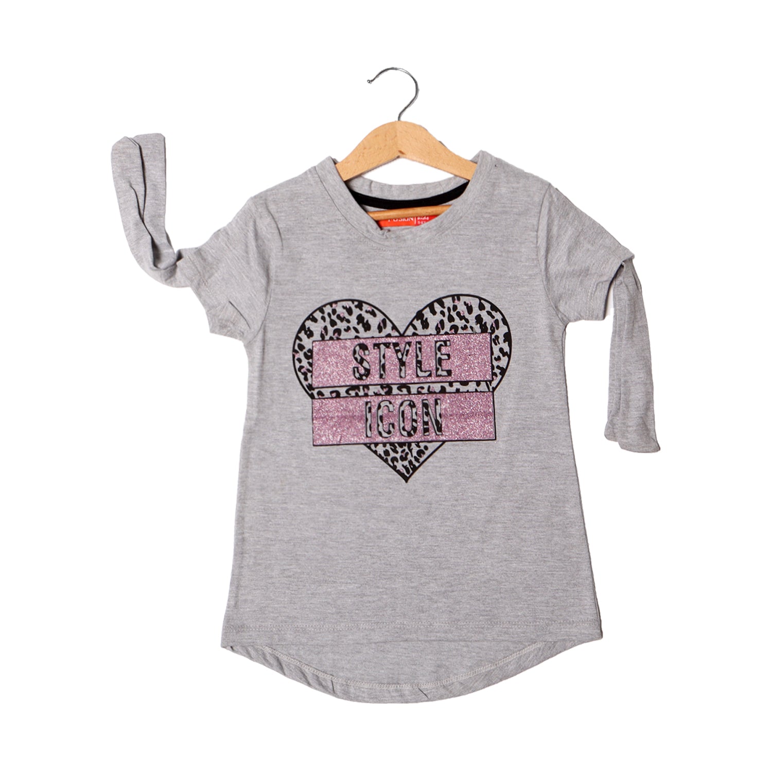 HAZEL GREY HEART STYLE ICON PRINTED T-SHIRT FOR GIRLS