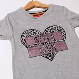 HAZEL GREY HEART STYLE ICON PRINTED T-SHIRT FOR GIRLS