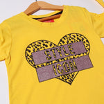Load image into Gallery viewer, DARK YELLOW HEART STYLE ICON PRINTED T-SHIRT FOR GIRLS
