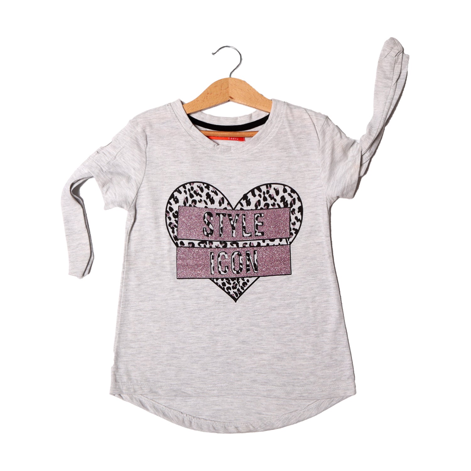 ASH GREY HEART STYLE ICON PRINTED T-SHIRT FOR GIRLS Secondary image