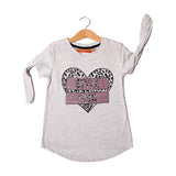 ASH GREY HEART STYLE ICON PRINTED T-SHIRT FOR GIRLS