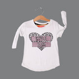 WHITE HEART STYLE ICON PRINTED T-SHIRT FOR GIRLS