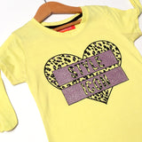 LIGHT YELLOW HEART STYLE ICON PRINTED T-SHIRT FOR GIRLS