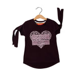 Load image into Gallery viewer, DARK PURPLE HEART STYLE ICON PRINTED T-SHIRT FOR GIRLS
