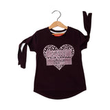 DARK PURPLE HEART STYLE ICON PRINTED T-SHIRT FOR GIRLS