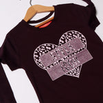 Load image into Gallery viewer, DARK PURPLE HEART STYLE ICON PRINTED T-SHIRT FOR GIRLS
