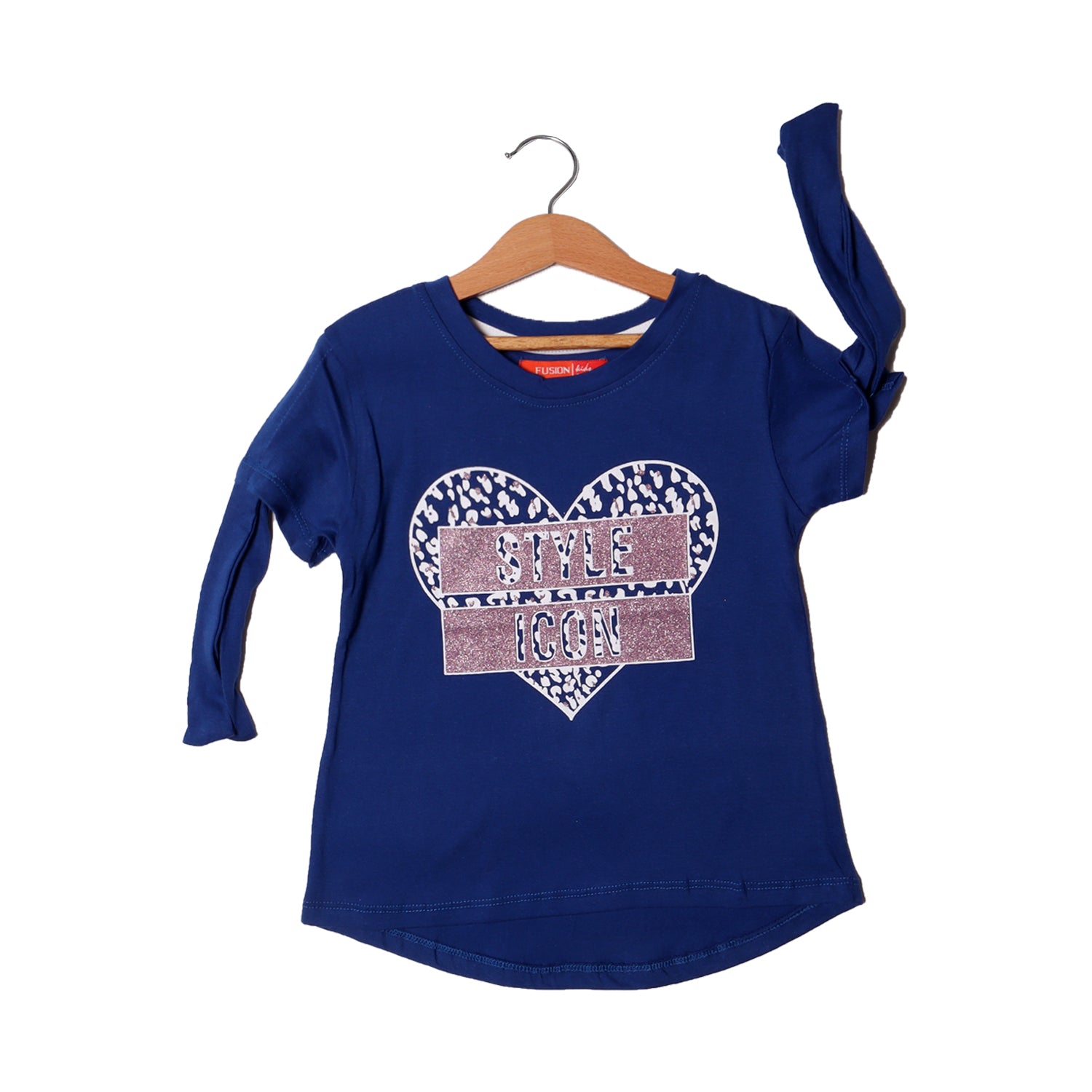 ROYAL BLUE HEART STYLE ICON PRINTED T-SHIRT FOR GIRLS