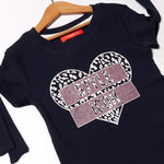 Load image into Gallery viewer, NAVY BLUE HEART STYLE ICON PRINTED T-SHIRT FOR GIRLS
