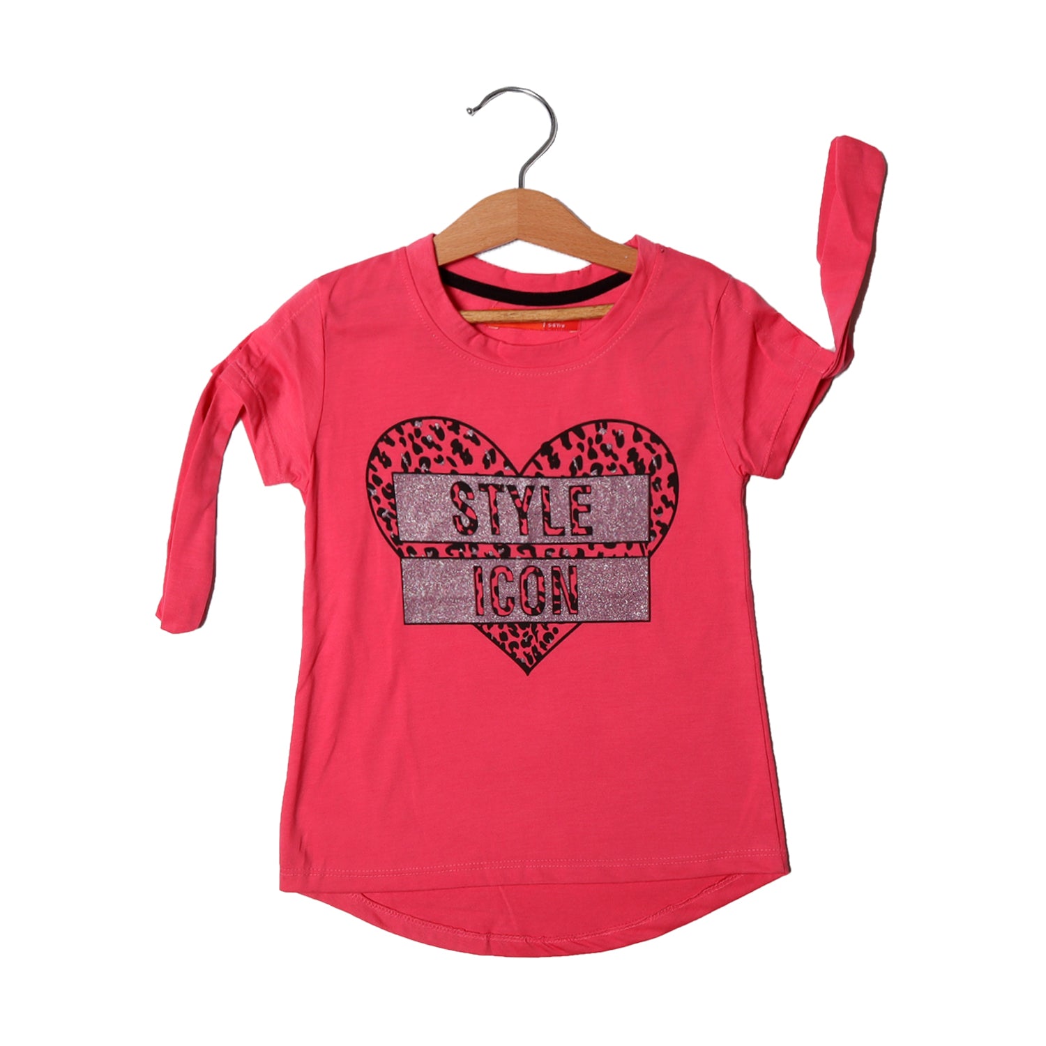 BLUSH PINK HEART STYLE ICON PRINTED T-SHIRT FOR GIRLS