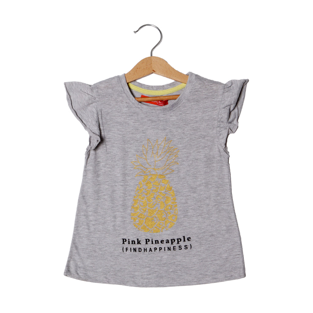 HAZEL GREY PINEAPPLE PRINTED T-SHIRT FOR GIRLS