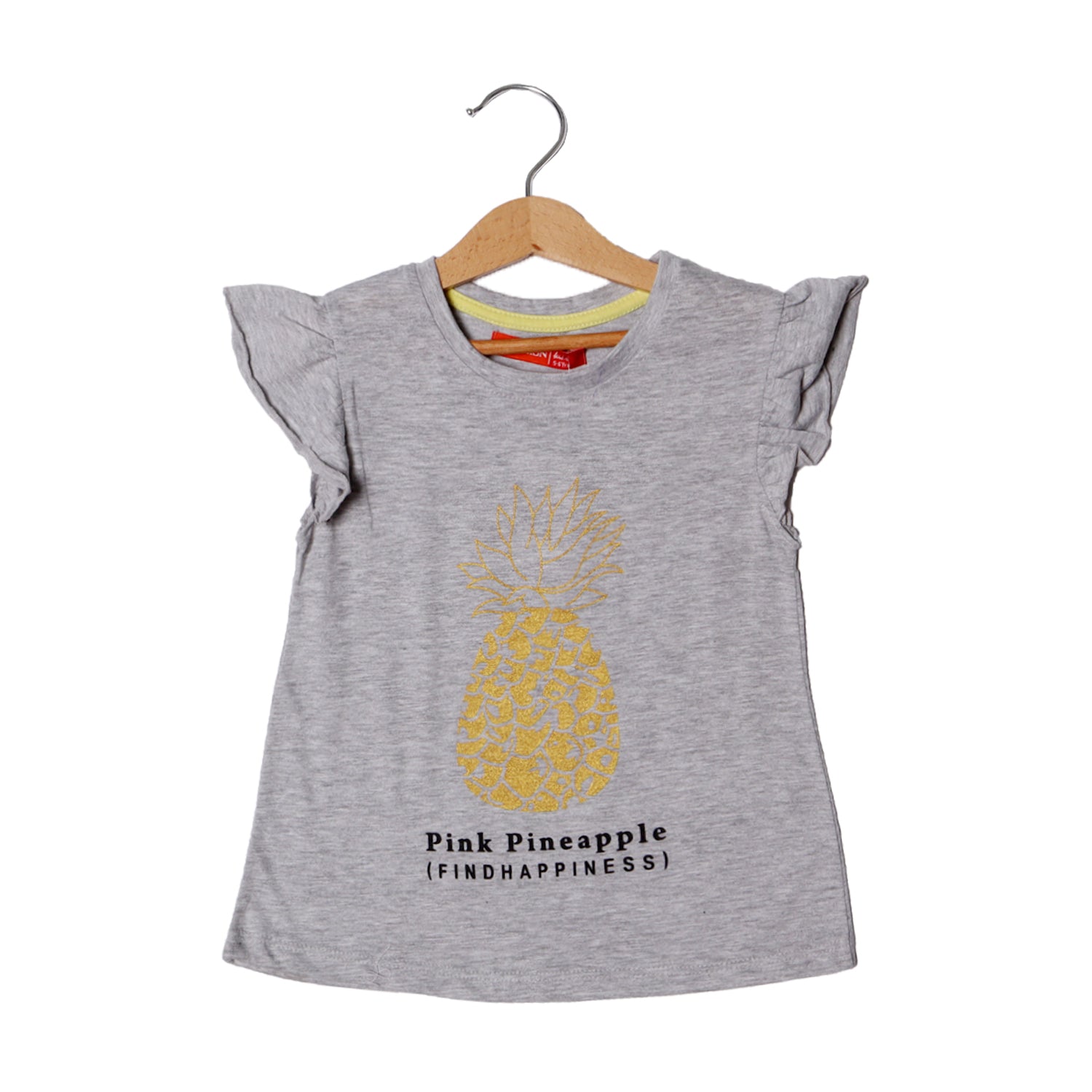 HAZEL GREY PINEAPPLE PRINTED T-SHIRT FOR GIRLS