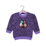 Load image into Gallery viewer, PURPLE CHEETAH PRINT WITH SMILEY TERRY FABRIC SWEATSHIRT
