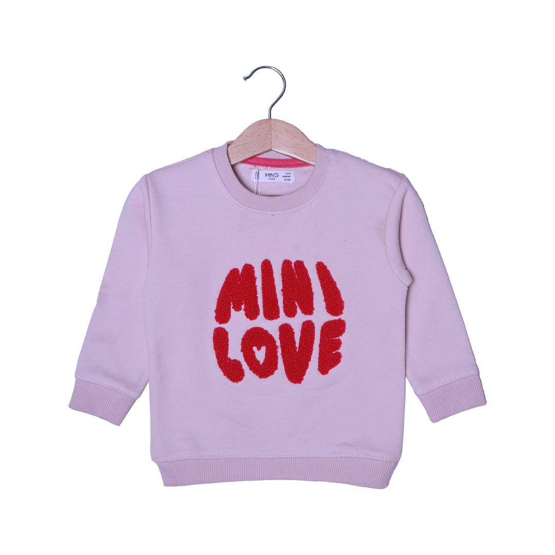 PINK MINI LOVE EMBROIDERED TERRY FABRIC SWEATSHIRT