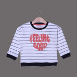 Load image into Gallery viewer, WHITE FEELING GOOD EMBROIDERED TERRY FABRIC SWEATSHIRT
